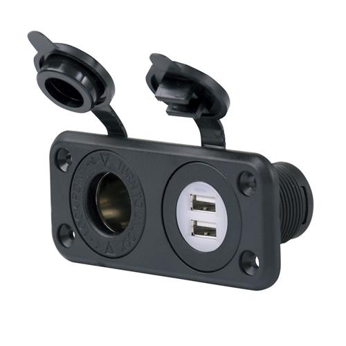 Marinco Sealink® Deluxe Dual-USB-Ladesteckdose und 12V-Steckdose