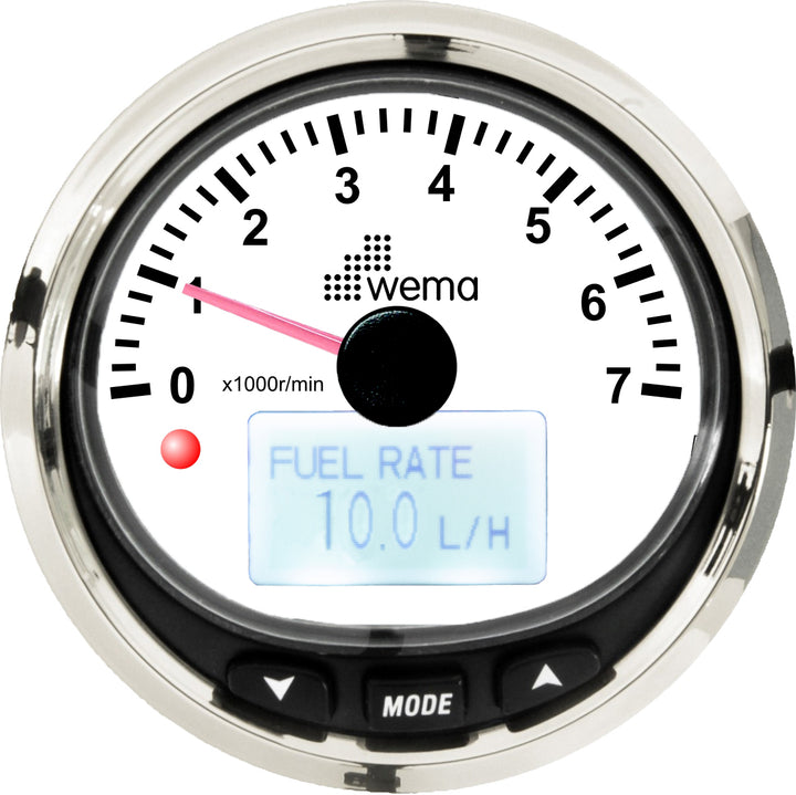 Wema Silver Serie Drehzahlmesser 7000 U/min NMEA2000 weiß