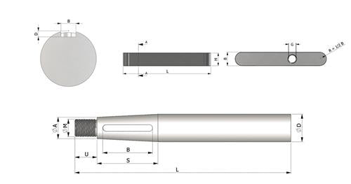 Exalto schroefas 23-rvs-ø30x2000-conus 75-incl. spie