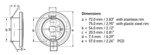 Hella EuroLED 75 inbouwspot 12V rvs met wit/rood licht veermontage