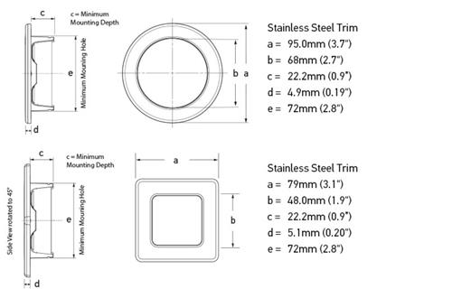 Hella EuroLED 95 down light rond rvs met warm wit/blauw licht schroefbevestiging