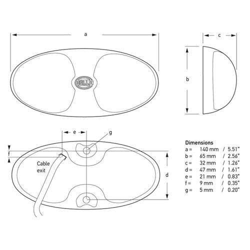 Hella DuraLED 12 wit behuizing wit 9-33V