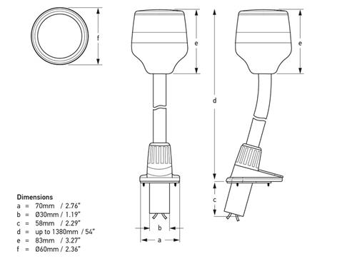 Hella NaviLED 360 ankerlicht 2NM 360° plug-in 605mm zwart 9-33V
