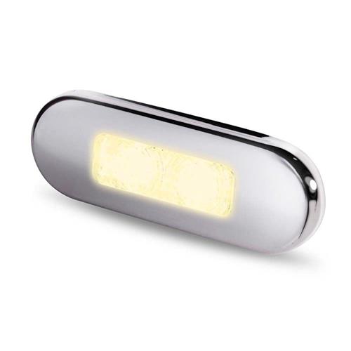 Hella LED courtesy lamp gepolijst rvs316 langwerpig/opbouwmontage 12/24V warm wit licht