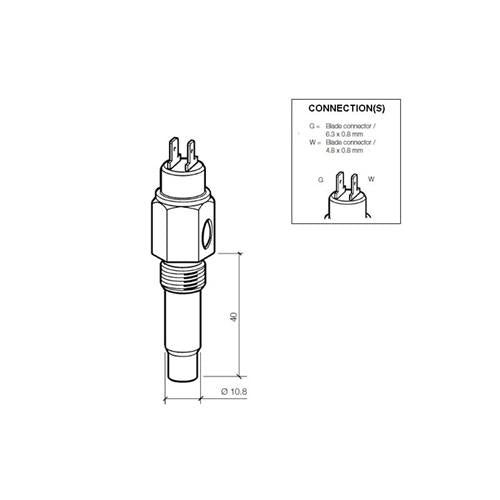 VDO koelwater temperatuurgever +40°C tot +120°C M14x1,5 met waarschuwingscontact 96°C ± 3°C