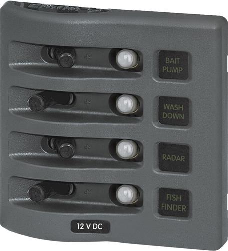 Blue Sea Systems Panel WD 12VDC CLB 4 Positionen grau (ersetzt 4374B-BSS)