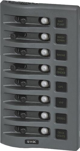 Blue Sea Systems Panel WD 12VDC CLB 8 Positionen grau (ersetzt 4378B-BSS)