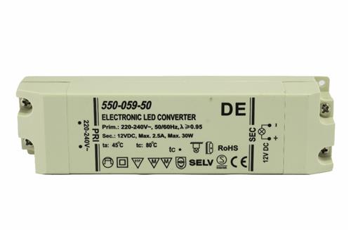 Prebit LED transformator AC/DC 220-240V 50-60Hz 12V 30W