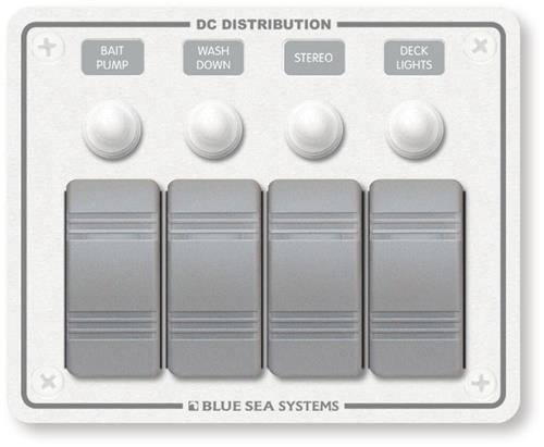 Blue Sea Systems Panel H2O 12VDC CLB 4 Positionen horizontal (ersetzt 8272B-BSS)