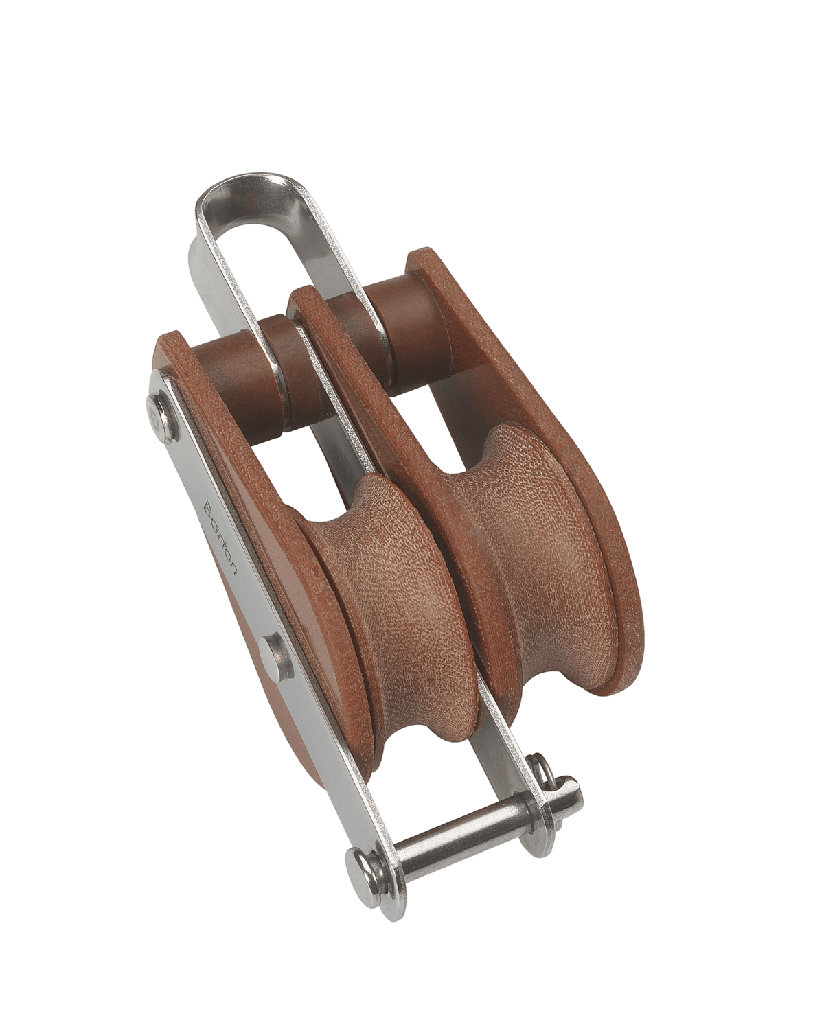 Barton-Block Tufnol mit Bügel und Hundsfott, 2-scheibig 45 mm für 13 mm Leine