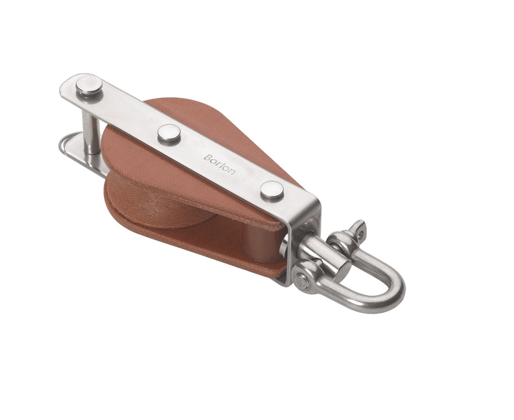 Barton-Block Tufnol mit Wirbel und Hundsfott, 1-scheibig, 58 mm für 14 mm Leine