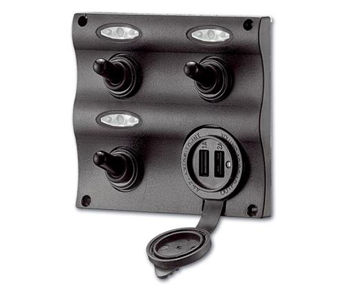 Easterner LED-Schaltpanel 12V 3 Wippschalter mit USB-Ladegerät