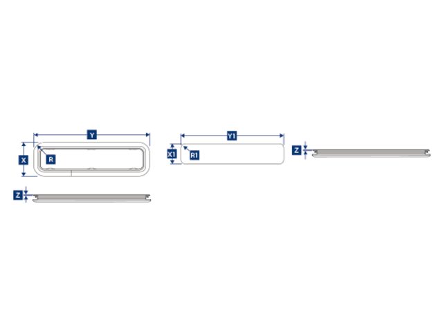 Lewmar New Standard 5 Portlight grau/silber, mit abgeschrägtem Rand