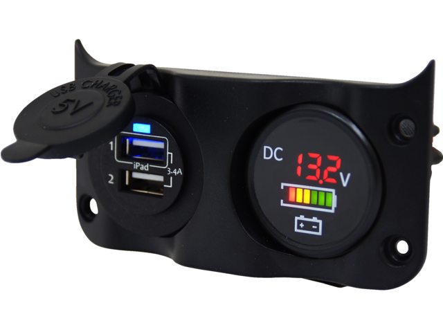 Talamex Wave Zusatzpanel doppelt USB & Volt-/Batterieanzeige