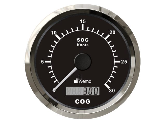 Wema Silver Serie GPS-Tachometer 0-30 kn schwarz inkl. Antenne