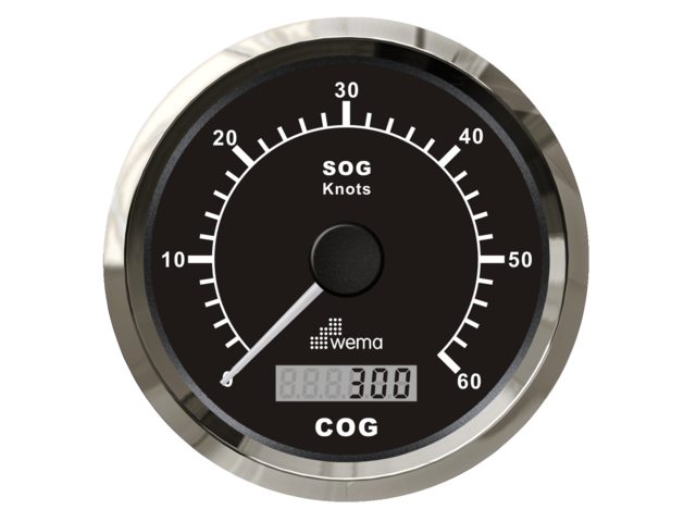 Wema Silver Serie GPS-Tachometer 0-60 Knoten schwarz inkl. Antenne