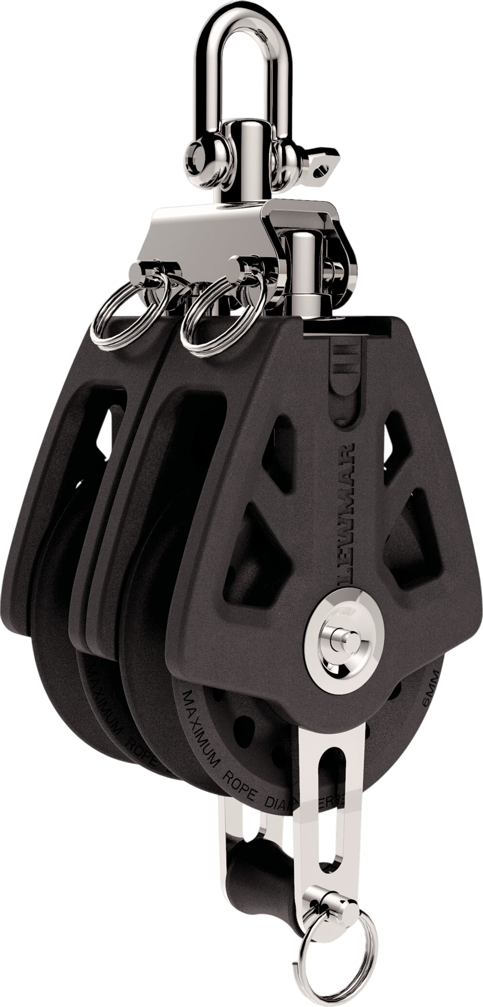 Lewmar Synchro Doppelblock mit Bügel 72 mm schwarz 29927205BK