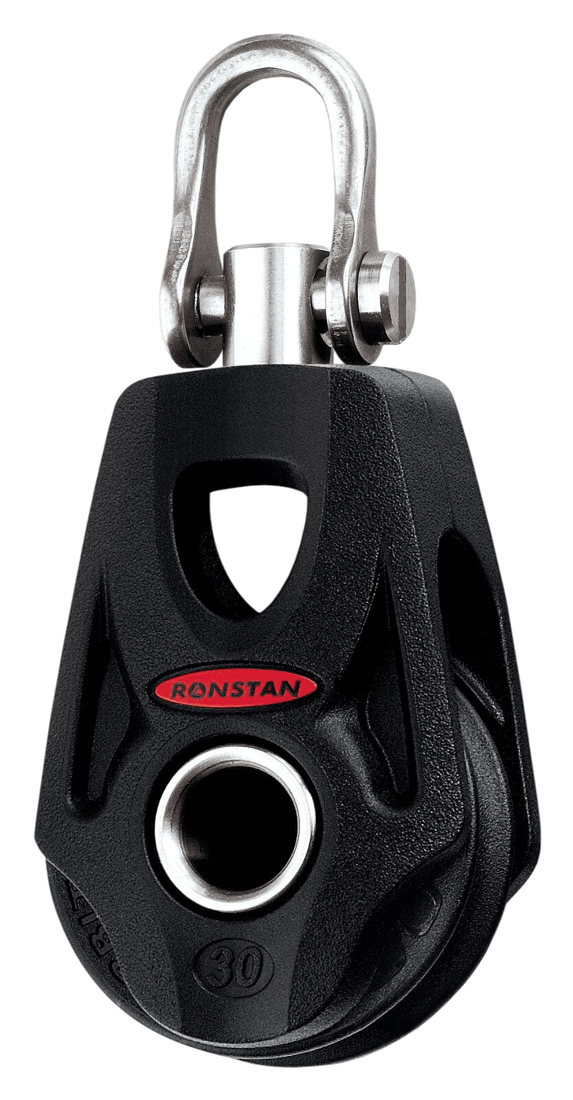 Ronstan Serie 30 kugelgelagerter Einfachblock mit Hundsfott und Wirbel RF35100