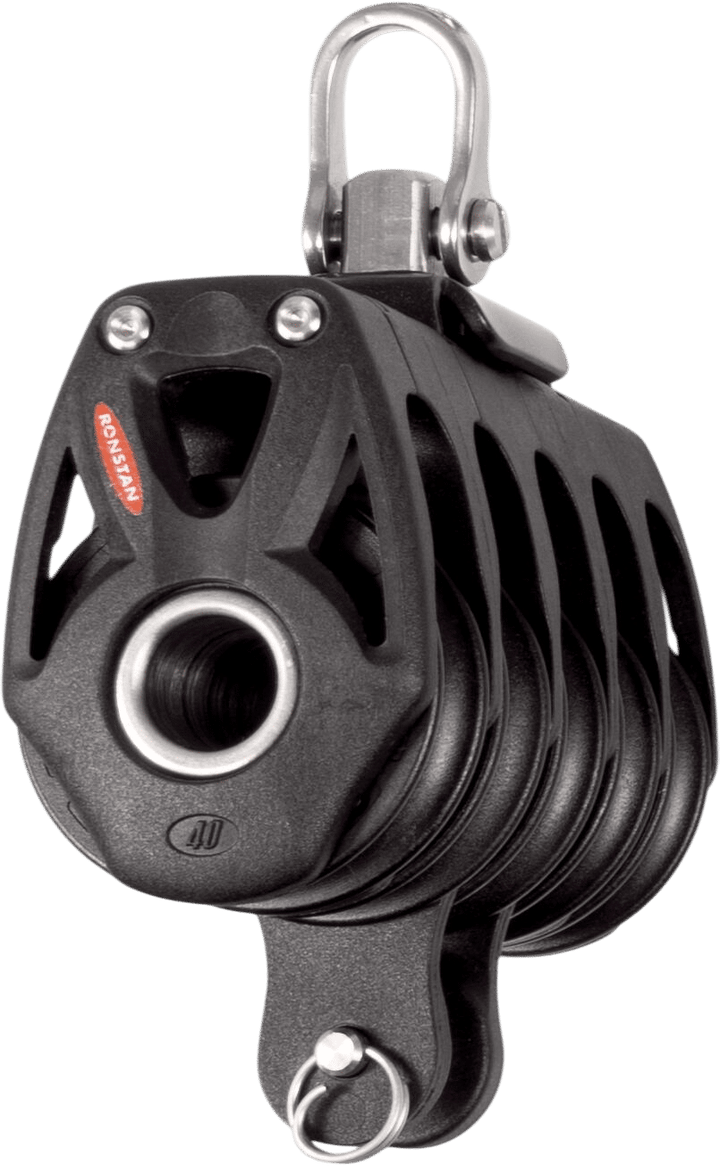 Ronstan Serie 40 kugelgelagerter 5-Scheiben-Block mit Hundsfott und Wirbel RF48510