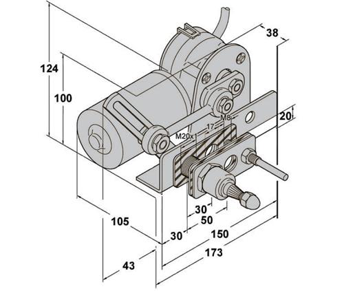 EWT ruitenwisser 223BS 12V 40° 23Nm wanddikte 55mm