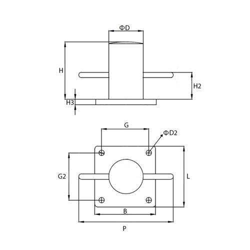 Poller auf Platte ø50mm Edelstahl 304
