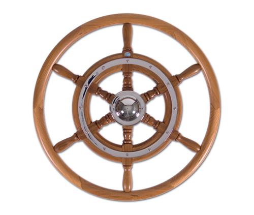 Stazo Lenkrad Typ 02 Teak/Chrom 50 cm