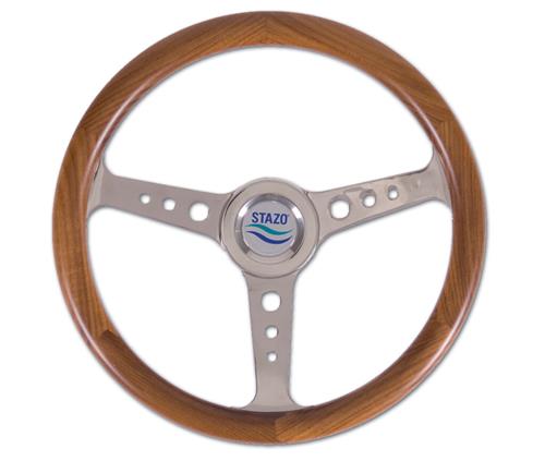 Stazo Lenkrad Typ 56 Teak/Edelstahl 35 cm