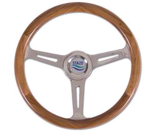 Stazo Lenkrad Typ 57 Teak/Edelstahl 35 cm feste Nabe