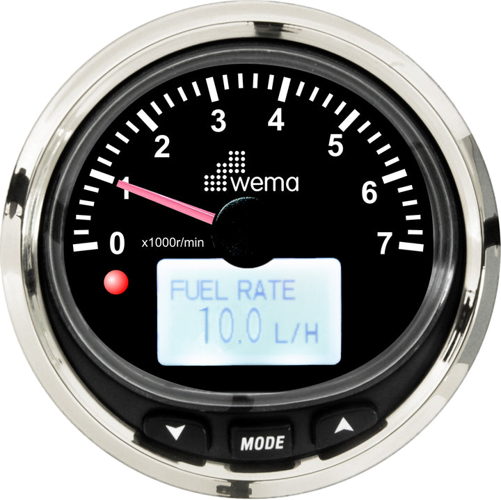 Wema Silver Serie Drehzahlmesser 7000 U/min NMEA2000 schwarz