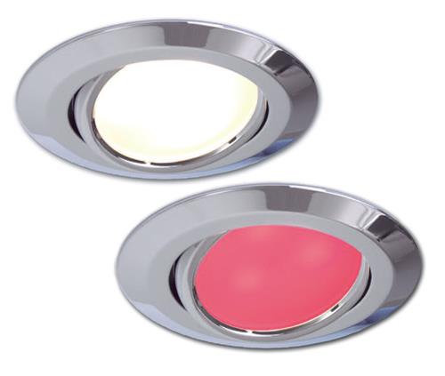 Prebit LED inbouwlamp EB15-3 slave kantelbaar chroom rood/warm wit 10-30V 3W dimbaar schakelbaar
