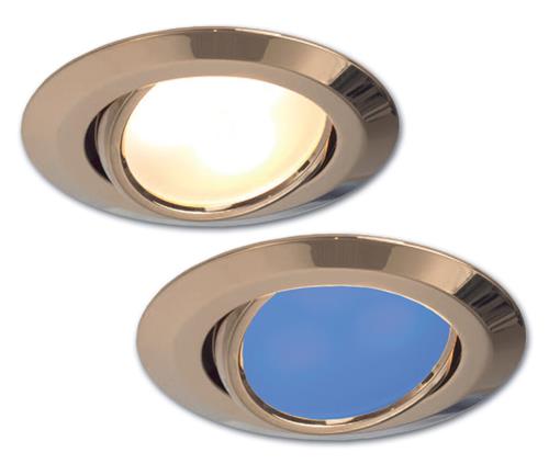 Prebit LED inbouwlamp EB15-3 slave kantelbaar glanzend goud blauw/warm 10-30V 3W dimbaar wit schakelbaar
