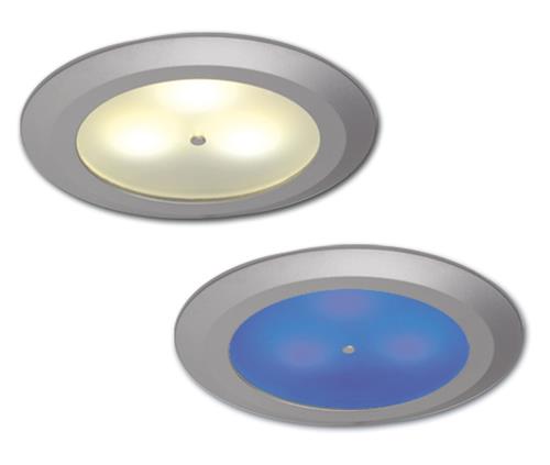 Prebit LED inbouwlamp EB12-3 master mat chroom blauw/warm wit 9-32V 3W schakelbaar dimbaar