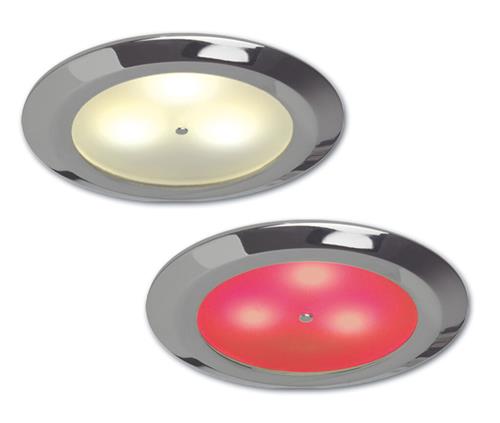 Prebit LED inbouwlamp EB12-3 master chroom rood 3.000K schakelbaar 9-32V 3W dimbaar