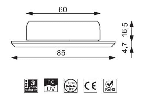 Prebit LED inbouwlamp EB32-3 master ø85mm rvs gepolijst rood/warm wit 10-30V 3W IP67