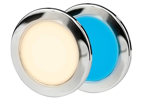 Hella EuroLED 95 down light rond rvs met warm wit/blauw licht schroefbevestiging