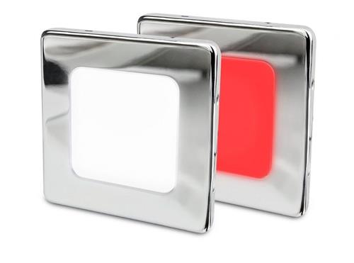 Hella EuroLED 95 down light vierkant rvs met wit/rood licht schroefbevestiging