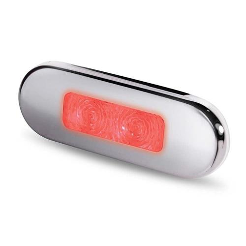 Hella LED courtesy lamp gepolijst rvs316 langwerpig/opbouwmontage 12/24V rood licht