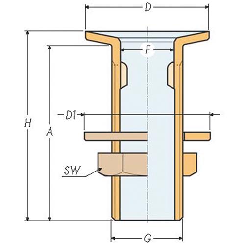 Guidi huiddoorvoer verchroomd 1/2″x60mm verzonken