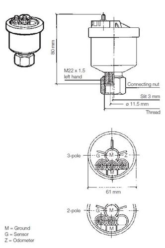 VDO generatorgever M18x1,5 male 4-polig bajonet massavrij