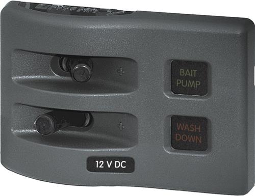 Blue Sea Systems Panel WD 12VDC mit Sicherung 2 Positionen grau (ersetzt 4302B-BSS)