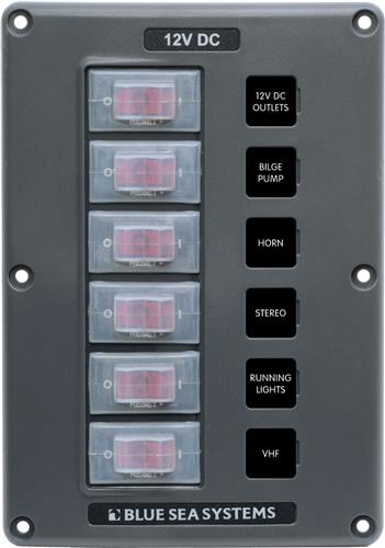 Blue Sea Systems paneel schakelaar H2O CB 6 posities grijs (vervangt 4322B-BSS)