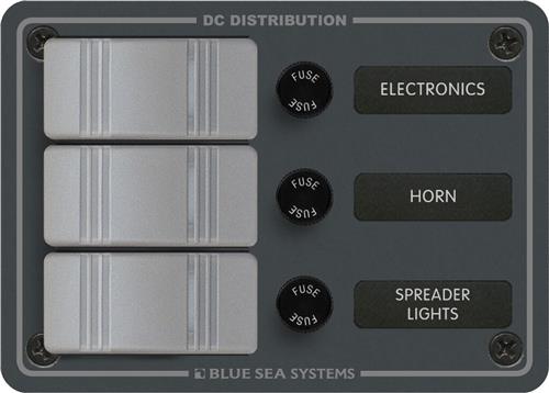 Blue Sea Systems Paneel H2O 12VDC AGC 3 Positionen vertikal (ersetzt 8054B-BSS)