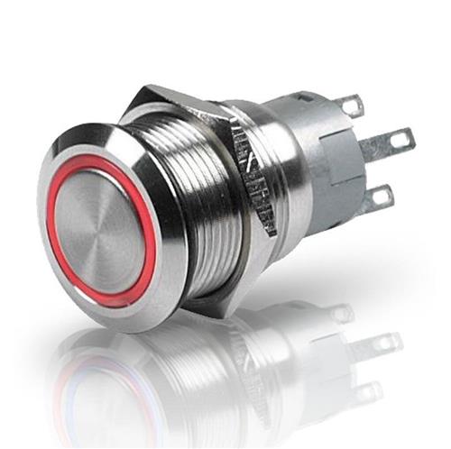 Hella puls drukknop rvs 12V aan/uit LED rood ø19mm