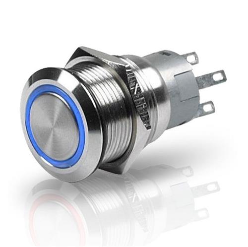 Hella puls drukknop rvs 12V aan/uit LED blauw ø19mm