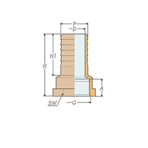Slangtule 1/2″x16mm messing binnendraad