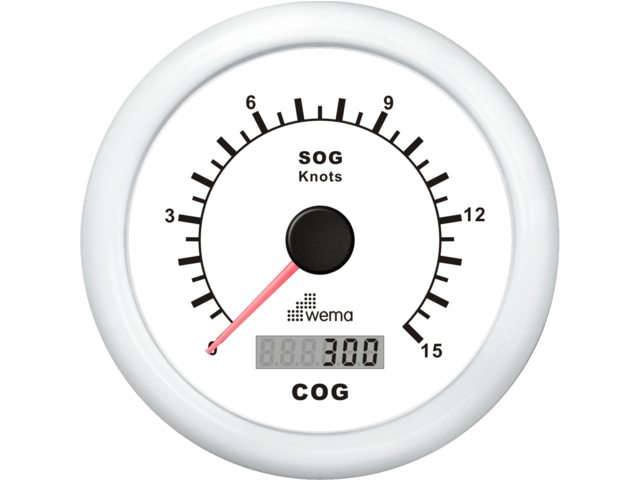 Wema GPS-Tachometer 0-15 kn weiß inkl. Antenne