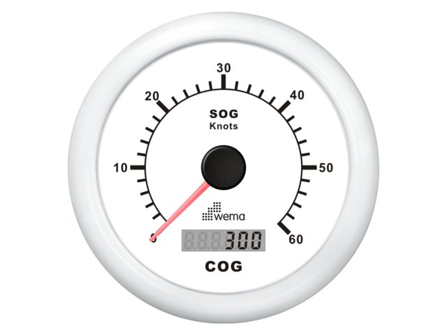 Wema GPS-Tachometer 0-60 kn weiß inkl. Antenne