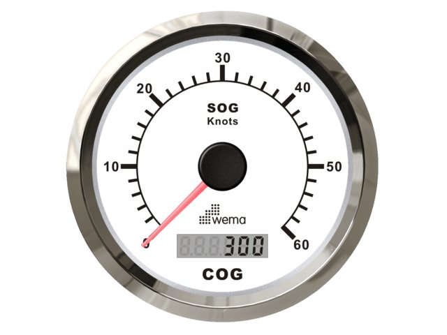 Wema Silver-Serie GPS-Tachometer 0-60 kn weiß inkl. Antenne