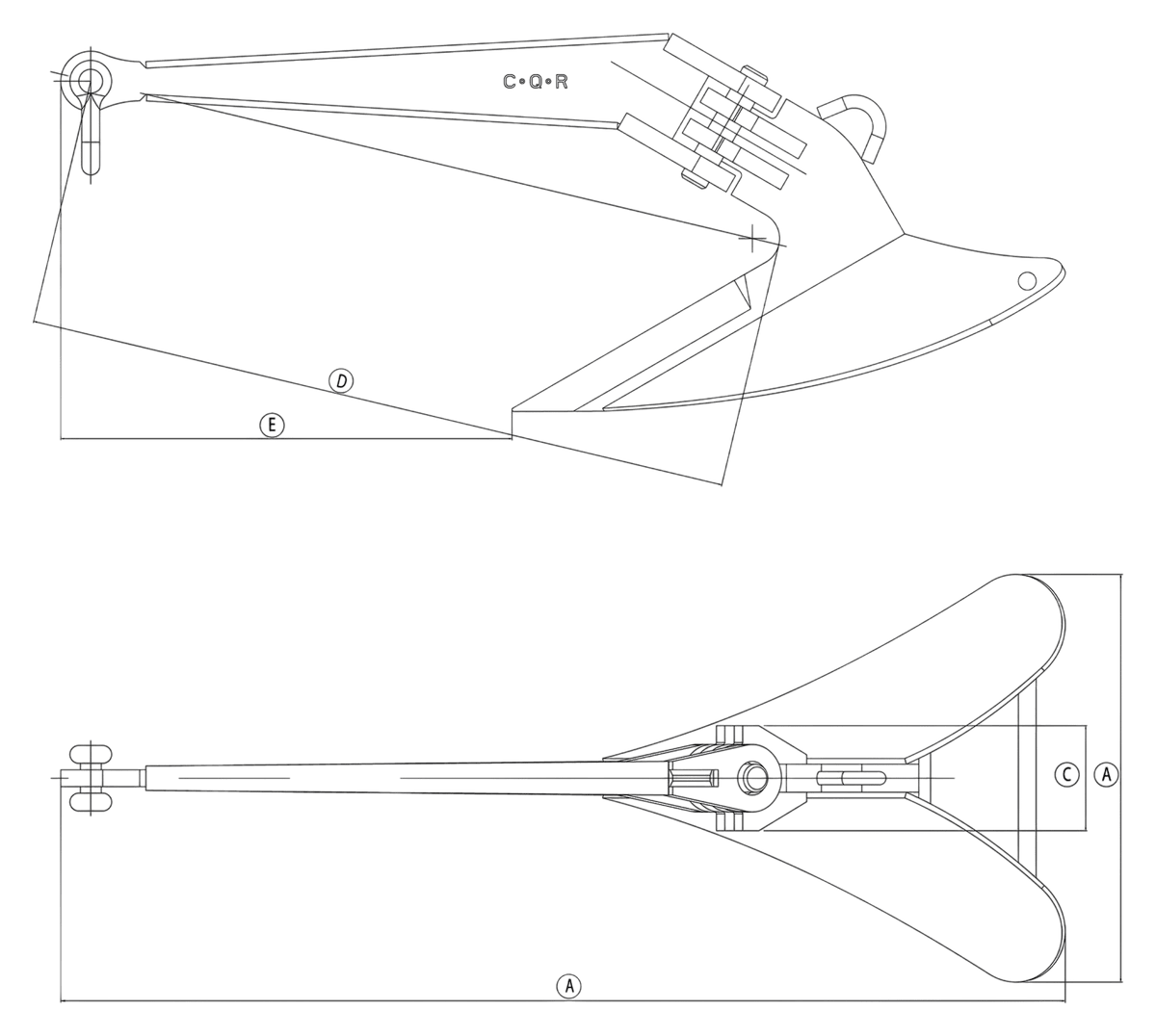Lewmar 56504W CQR®-Anker NS verzinkt 9 kg/20 lbs