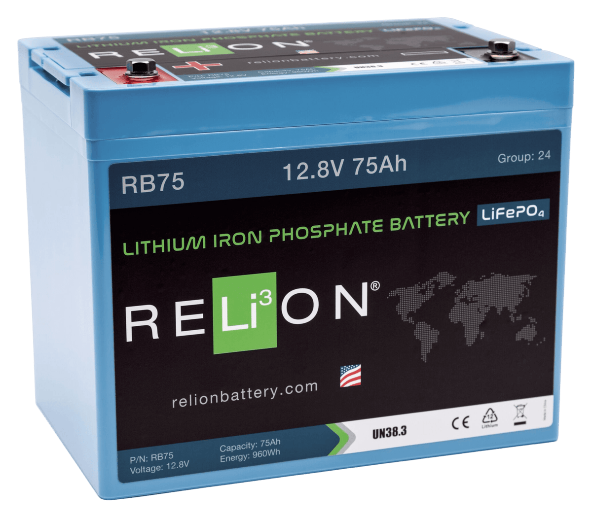 RELiON LiFePO4 Lithium-Akku 12,8 V 75 Ah